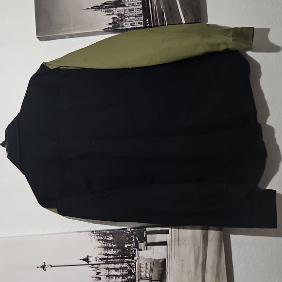 Men’s Forever 21 Twill Colorblock Shirt Black/Olive Medium - Picture 5 of 7